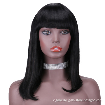 Straight black cheap wholesale short glueless private label inch bob pixie cut brazilian 100% human hair wig black women